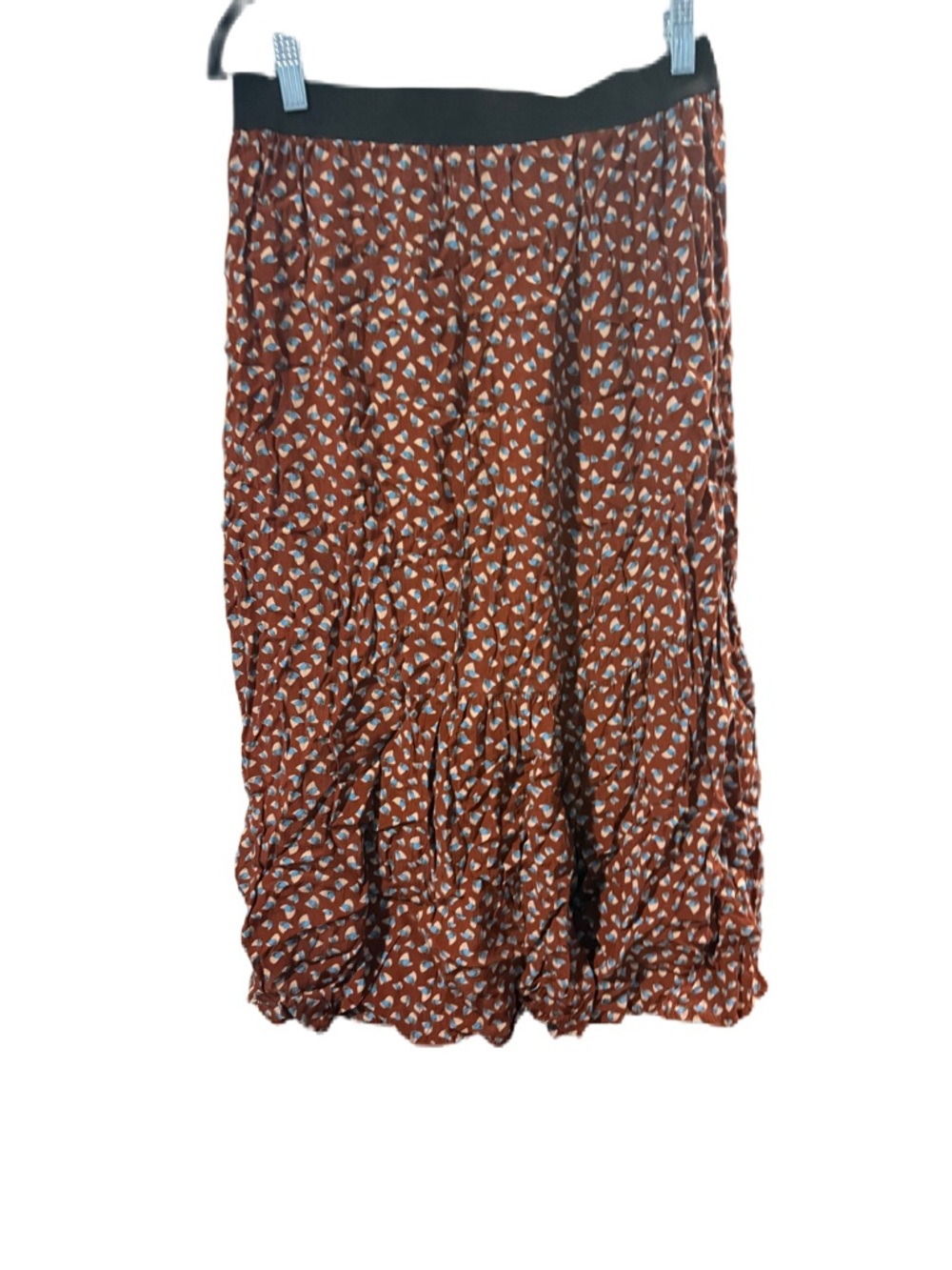 Mdrn Brown Printed Tiered Midi Skirt l